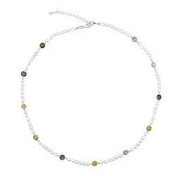 241018260032 Collier de créateurs : perles, Tourmaline (polychrome), rhodié | Marco Schreier