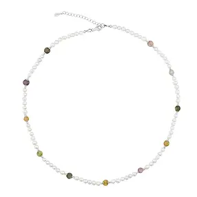 Collier de créateurs : perles, Tourmaline (polychrome), rhodié | Marco Schreier