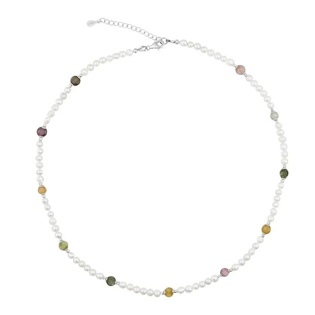 Collier de créateurs : perles, Tourmaline (polychrome), rhodié | Marco Schreier
