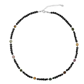 Catene di atelier con tormaline (nere, colorate), cubetti (4 mm), placcata in rodio | Marco Schreier
