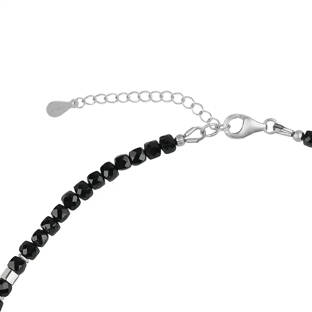 Collier de créateurs Schorl (stab.), cubes (4 mm), rhodiés | Marco Schreier