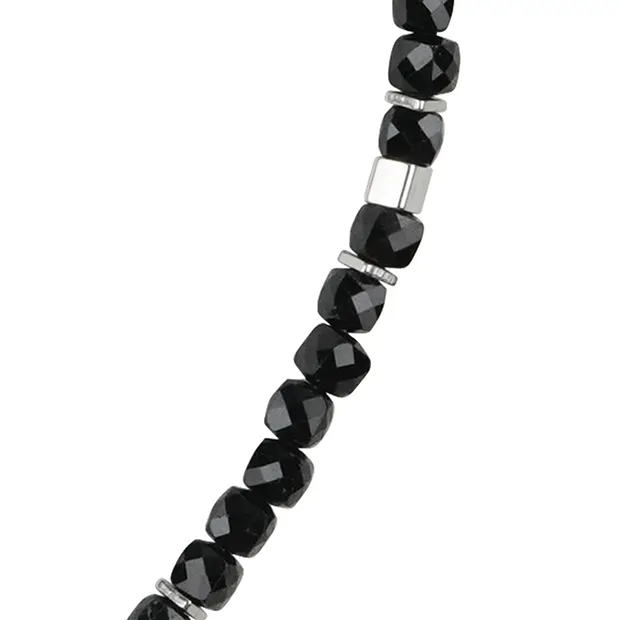 Collier de créateurs Schorl (stab.), cubes (4 mm), rhodiés | Marco Schreier