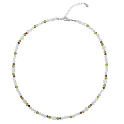 241018260041 Collier de créateurs « feuille de nacre », Péridot, tourmaline, rhodié | Marco Schreier