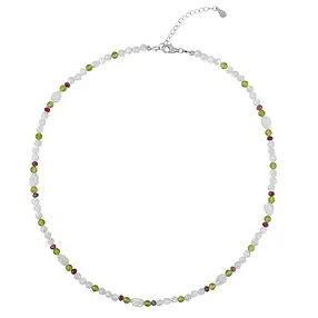 Collier de créateurs « feuille de nacre », Péridot, tourmaline, rhodié | Marco Schreier