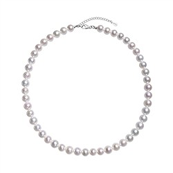 241018260059 Kette Süßwasser-Perle, rund (8mm), rhodiniert | Edelsteine, Heilsteine & Schmuck