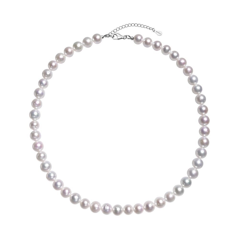 Kette Süßwasser-Perle, rund (8mm), rhodiniert | Edelsteine, Heilsteine & Schmuck