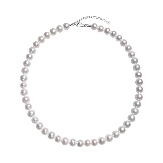 Kette Süßwasser-Perle, rund (8mm), rhodiniert | Edelsteine, Heilsteine & Schmuck