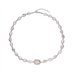 241018260068 Collar de perlas de agua dulce, blancas (en forma de gota, de patata o barrocas), rodinado | Marco Schreier