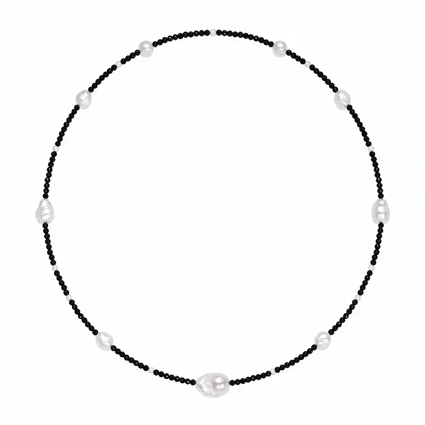 Freshwater Pearl Necklace, Spinel, rhodiniert | wholesaler gems & healing stones