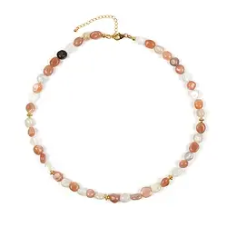 241109200085 Moonstone necklace, nuggets, gold-plated | wholesaler gems & healing stones