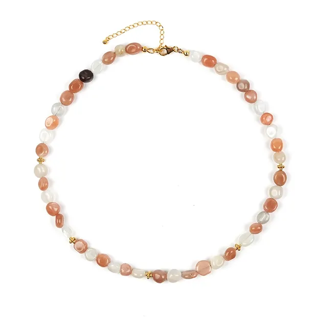 Moonstone necklace, nuggets, gold-plated | wholesaler gems & healing stones