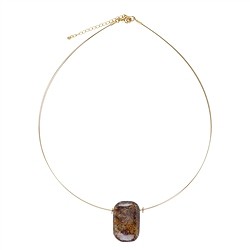 241109210001 Pietersite square necklace, gold-plated silver, extension chain | Marco Schreier