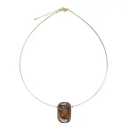 241109210001 Pietersite square necklace, gold-plated silver, extension chain | Marco Schreier