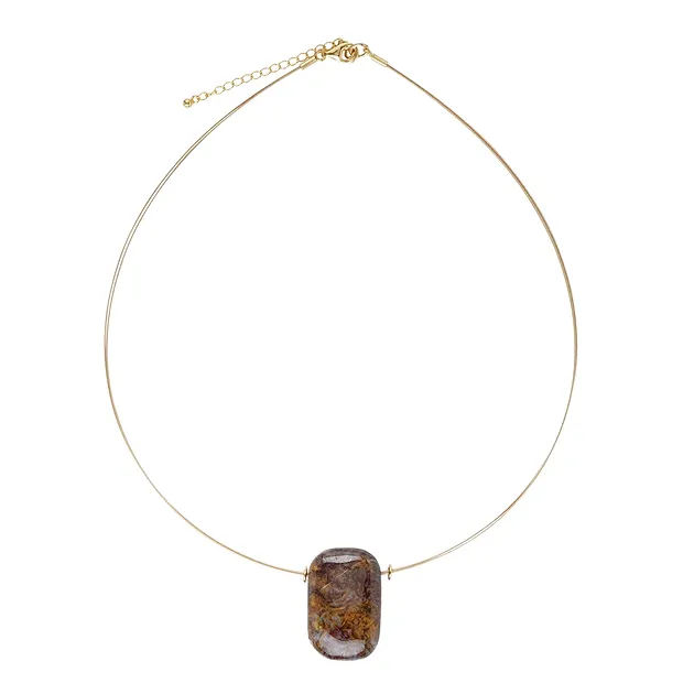 Collier Pietersit-Viereck, Silber vergoldet, Verlängerungskettchen | Marco Schreier