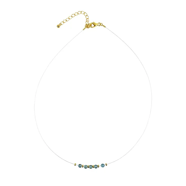 Collar indigolita, cuentas, chapado en oro, cadena extensible | Marco Schreier