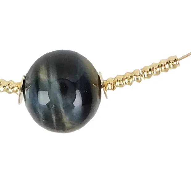 Tiger's / Falcons's Eye ball necklace, gold-plated, extension chain | Marco Schreier