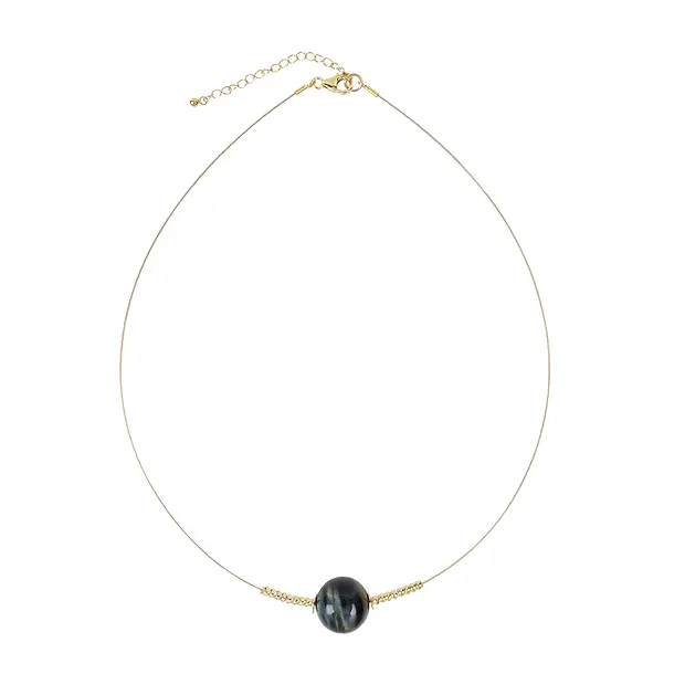Collana con occhio di tigre/occhio di falco, placcata oro, catena di prolungamento | Marco Schreier