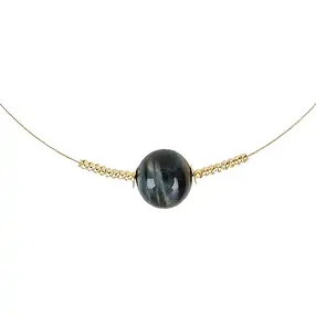 Collar Ojo de tigre/ halcón, chapado en oro, cadena extensible | Marco Schreier