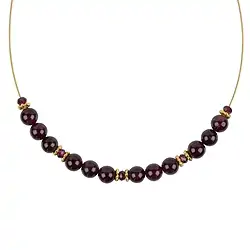 241109210034 Garnet beads necklace, gold-plated silver, extension chain | Marco Schreier