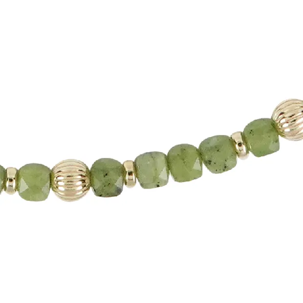 Collier Serpentin-Würfel (4mm), vergoldet, Verlängerungskettchen | Marco Schreier