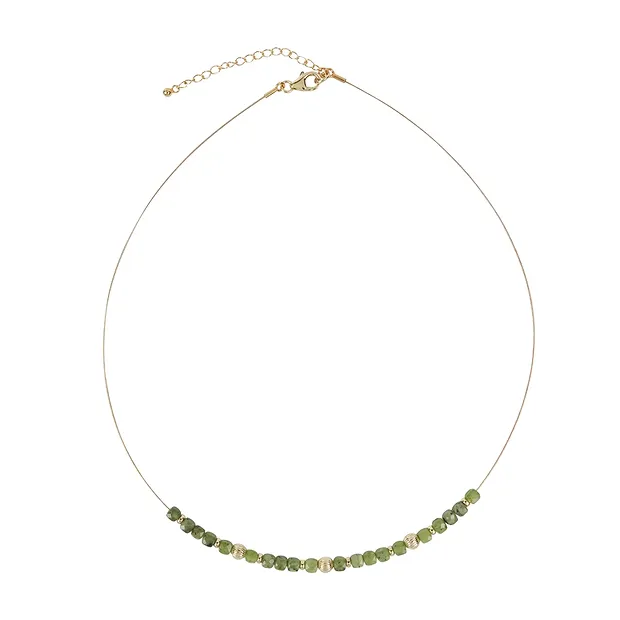Collier Serpentin-Würfel (4mm), vergoldet, Verlängerungskettchen | Marco Schreier