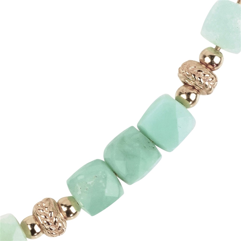 Collana di Crisoprasio, cubo, placcato oro, catena di estensione | Marco Schreier