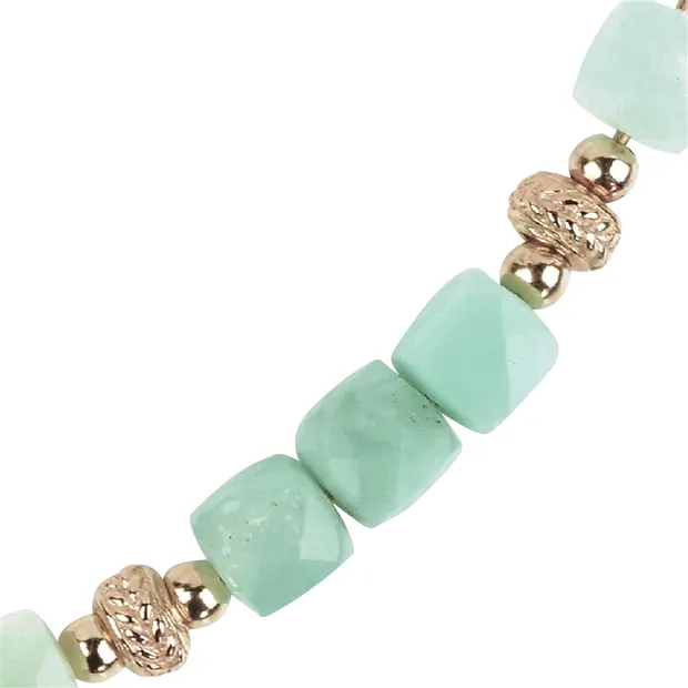 Chrysoprase necklace, cube, gold-plated, extension chain | Marco Schreier