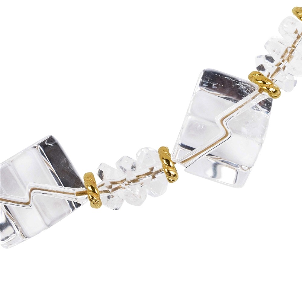 Collier Cristal de roche, Cube, doré, Chaîne d'extension | Marco Schreier