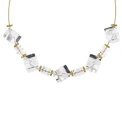 241109210038 Rock Crystal necklace, cube, gold-plated, extension chain | Marco Schreier