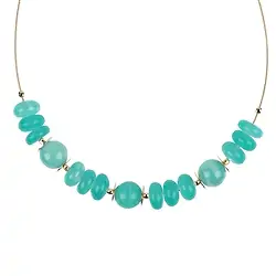 241109210041 Amazonite necklace, button/ball, gold-plated, extension chain | Marco Schreier