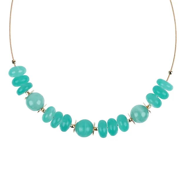 Collier Amazonite, Boutons/Boules, doré, Chaîne d'extension | Marco Schreier
