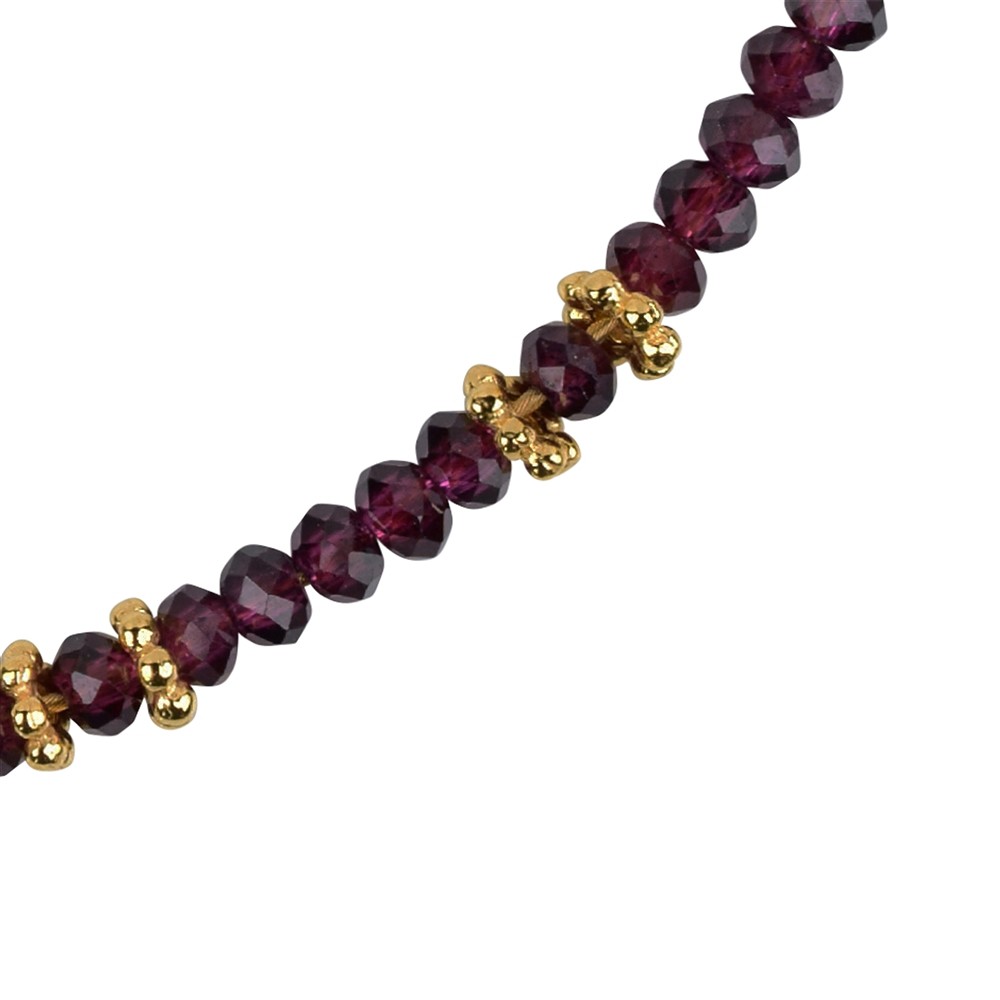 Collana di granati, bottone sfaccettato, placcato oro, catena di estensione | Marco Schreier