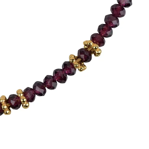 Collana di granati, bottone sfaccettato, placcato oro, catena di estensione | Marco Schreier