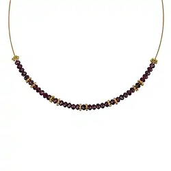 241109210043 Collar granate, botón facetado, chapado en oro, cadena de extensión | Marco Schreier
