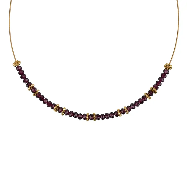 Collier Grenat, Boutons facettés, doré, Chaîne d'extension | Marco Schreier