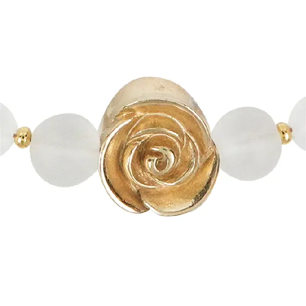 Collana Atelier Cristallo di rocca, perline. Fiore di rosa, placcato oro | Marco Schreier