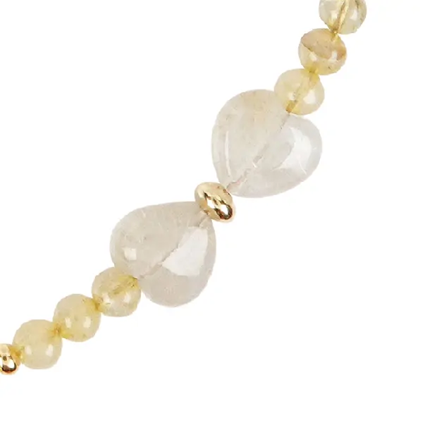 Collier d'atelier Quartz-Rutile, boules, cœurs, doré | Marco Schreier