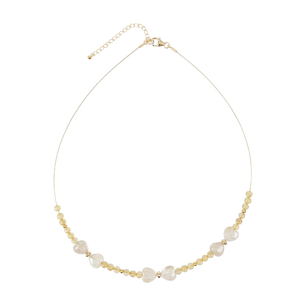 Atelierkette Rutilquarz, Kugeln, Herzen, vergoldet | Marco Schreier