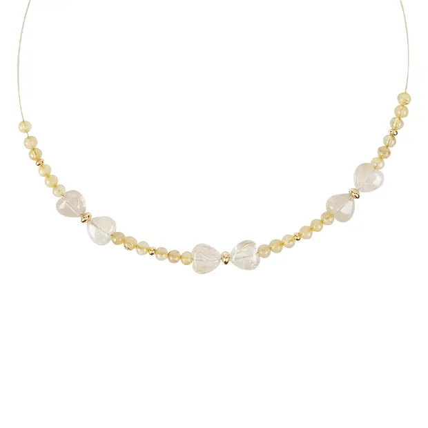 Collier d'atelier Quartz-Rutile, boules, cœurs, doré | Marco Schreier