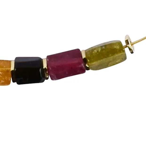 Tourmaline (multicolour) necklace, gold-plated silver, extension chain | Marco Schreier