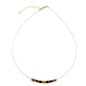 Tourmaline (multicolour) necklace, gold-plated silver, extension chain | Marco Schreier