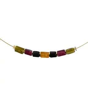 Tourmaline (multicolour) necklace, gold-plated silver, extension chain | Marco Schreier