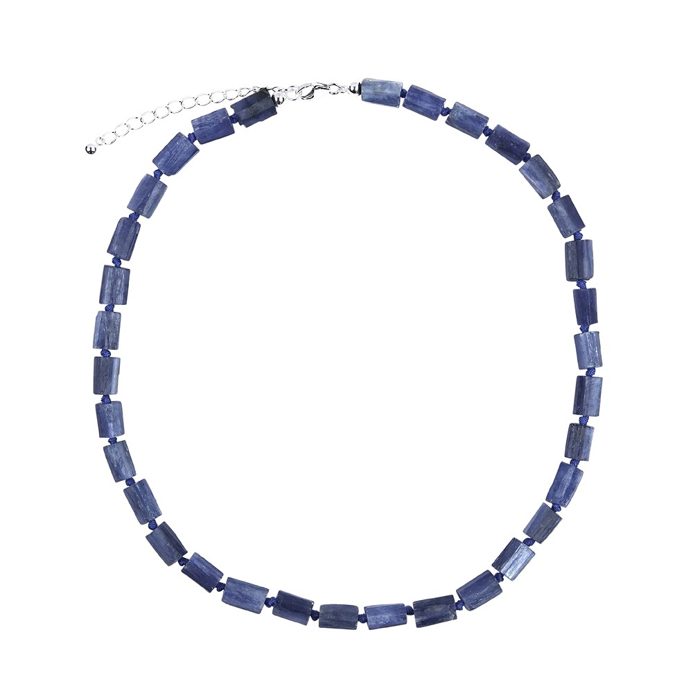 Atelier necklace Kyanite (stab.), cylinder (10 x 6mm), rhodiniert, extension chain | Marco Schreier