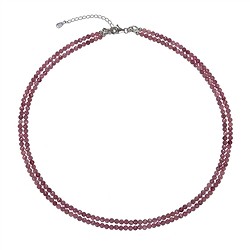 241118200053 Collana di tormaline (rosa), perline sfaccettate da 3 mm, doppia fila, rodiate | Marco Schreier