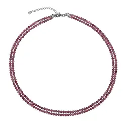 241118200053 Kette Turmalin (rosa), 3mm-Kugeln facettiert, zweireihig, rhodiniert | Marco Schreier