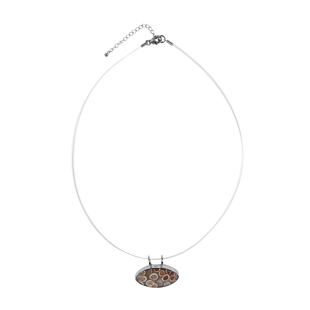 Colliers Corail fossilisé serti, rhodié, Chaîne d'extension | Marco Schreier