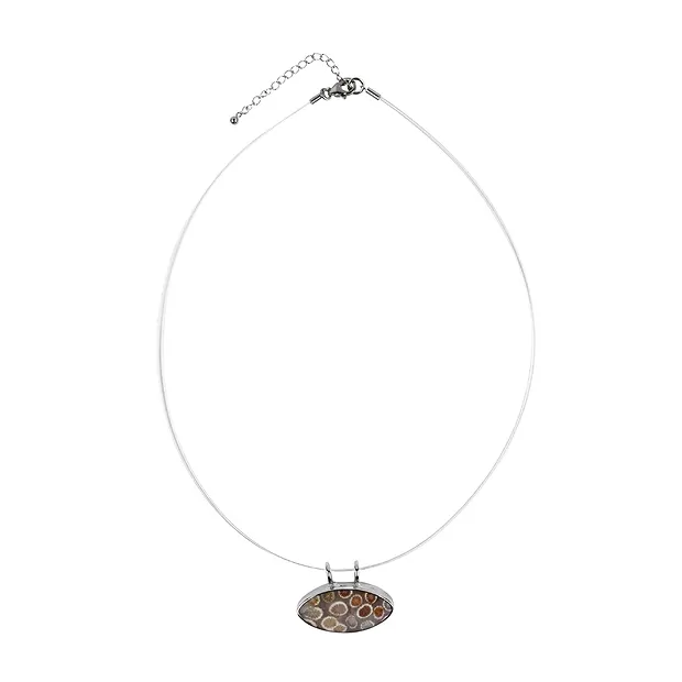 Collier Corail fossilisé en sertissage, rhodié | Marco Schreier