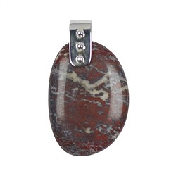 242005100015 Anh&#xE4;nger Freiform-Scheibe Brekzien-Jaspis, Aufh&#xE4;nger mit 3 Kugeln | Marco Schreier