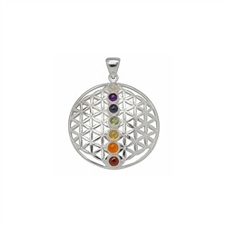 242005100031 Colgante Flor de la vida con piedras de los chakras, 3,2 cm, plata | Marco Schreier