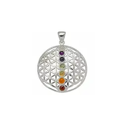 242005100031 Flower of Life pendant with chakra stones, 3.2 cm, silver | Marco Schreier